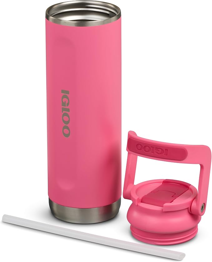Igloo 20 oz Stainless Steel Tumbler | Sport Sipper Bottle | Thrift Pink