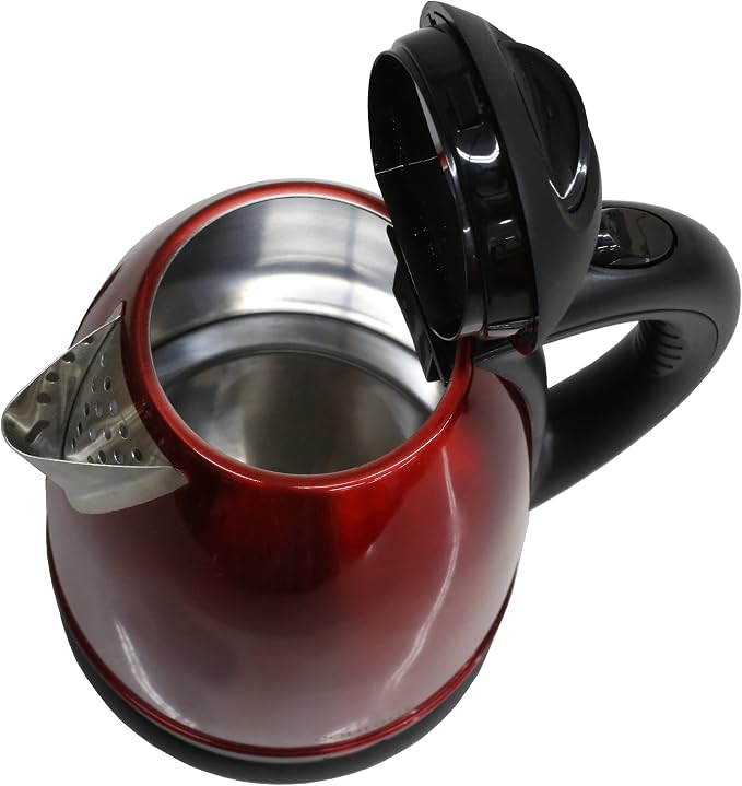 Courant 1.5 Liter Kettle Red Stainless Steel Cordless Electric Kettle with 360 Degree Rotational Body, Automatic Safety Shut-Off, Perfect for Tea/Coffee/Hot Chocolate/Soup/Hot Water