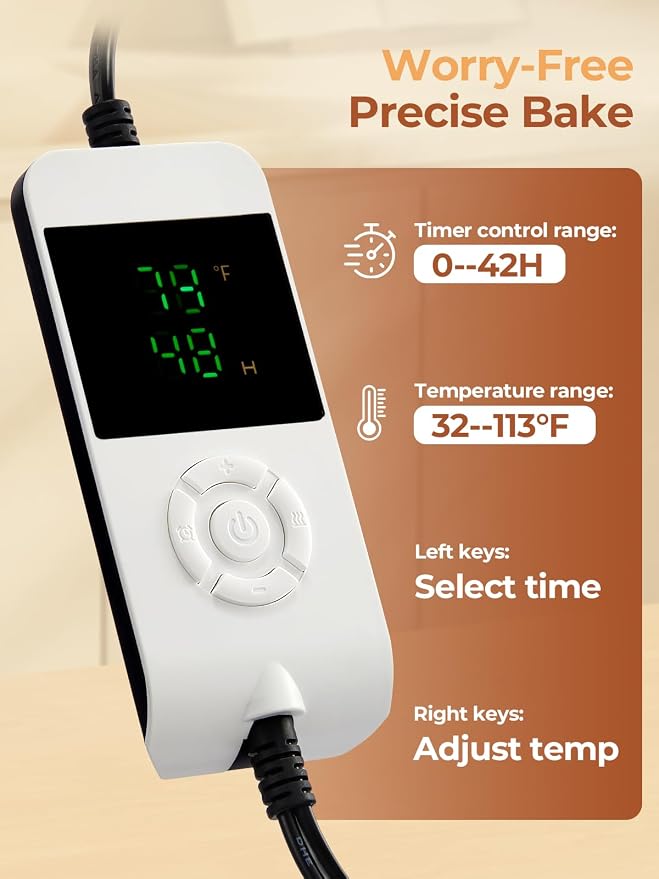 FOHERE Bread Proofing Box, 32-113°F Temp Control & 48H Timer, Folding Dough Proofing Box With NTC Sensor, Sourdough Proofing Box For Sourdough, Pizza, Kombucha, Yogurt, Bread Baking
