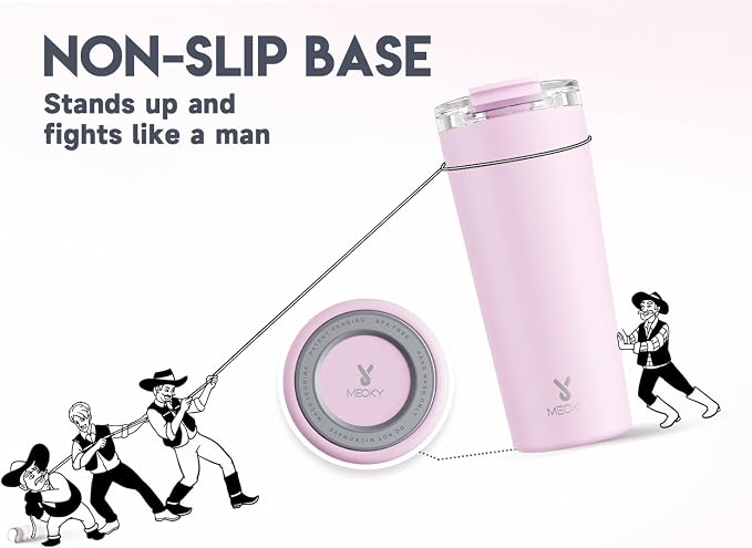 Meoky 24 oz Insulated Travel Coffee Mug: Leak Proof Lid, Blossom | Stainless Steel Coffee Tumbler, Keeps Hot for 8 Hours or Cold for 24 Hours, Fits in Car Cup Holder, BPA Free