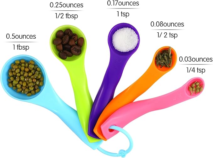 Frienda 20 Pieces Colorful Plastic Measuring Cup Spoons for Kitchen Cooking Baking Dry and Liquid Ingredients