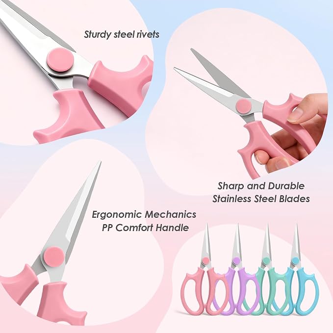 4PCS Flower Scissors, Stainless Steel Garden Shears (Slender) | Garden Floral Scissors with Comfort Grip Handle, Perfect for Arranging Flowers, Pruning, Trimming Plants, Gardening Tool