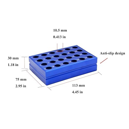 1 Pcs Aluminum Cooler Cooling Block PCR Test Tube Rack 24 Wells for 1.5/2mL | 10.5mm Hole Diameter for PCR/Microcentrifuge Tubes; Enzymes, RNA, Reagents, and Temp-sensitive Samples in Cold Prep (Blue)