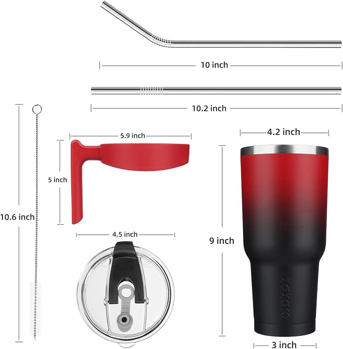 BJPKPK 40 oz Tumbler with Handle & Straw, Insulated Stainless Steel Mug | Double Wall Vacuum, Keeps Hot/Cold, Thermal Cup, BPA Free, Dishwasher Safe, Cupholder Fit, Coffee & Travel, Blood Moon