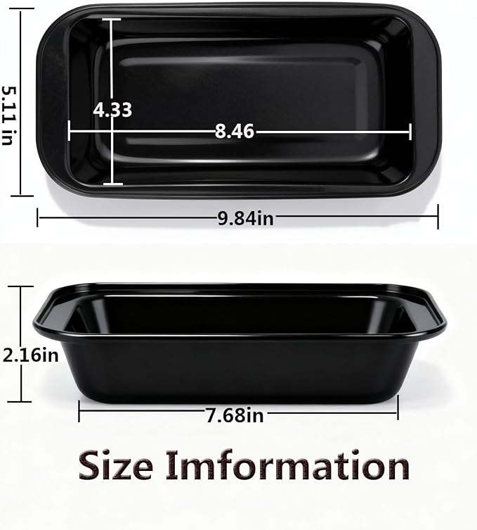 Yoehka 6 Pack Bread Pan Set, Non-Stick 8×4 Carbon Steel Loaf Pans, Black | Baking Homemade Bread, Sourdough, Brownies, Cake, Rectangle Baking Pans