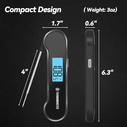0.5 Sec Instant Read Meat Thermometer Digital with ±0.5℉ Precision, Black | Food Thermometer for Cooking Kitchen Gadgets, Oven Grill Candy BBQ Essentials Accessories, Gifts for Him Dad Men Birthday