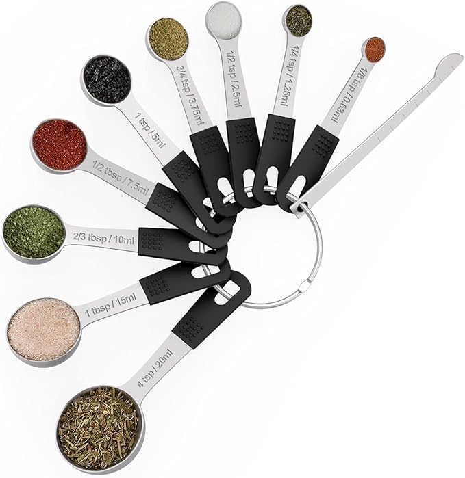 Wildone Stainless Steel 18-Piece Measuring Cups and Spoons Set | Stainless Steel Kitchen Gadgets for Cooking & Baking, Heavy Duty for Measuring Dry/Liquid Ingredients, Black