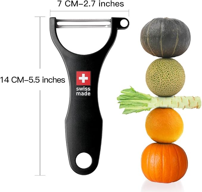 Original Swiss Made Peeler Vegetable&Fruits stainless steel blade Peeler for kitchen (BLACK-Thick skin Peeler)
