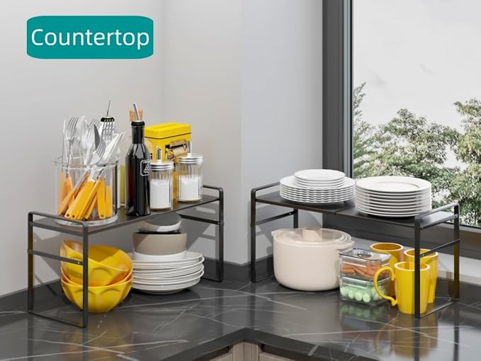 Expandable Cabinet Shelf Organizer Riser for Kitchen Pantry Cupboard Under Sink Countertop,Kitchen Cabinet Shelf 8.3’’D * 12.2-23.6’’W * 10.4’’H
