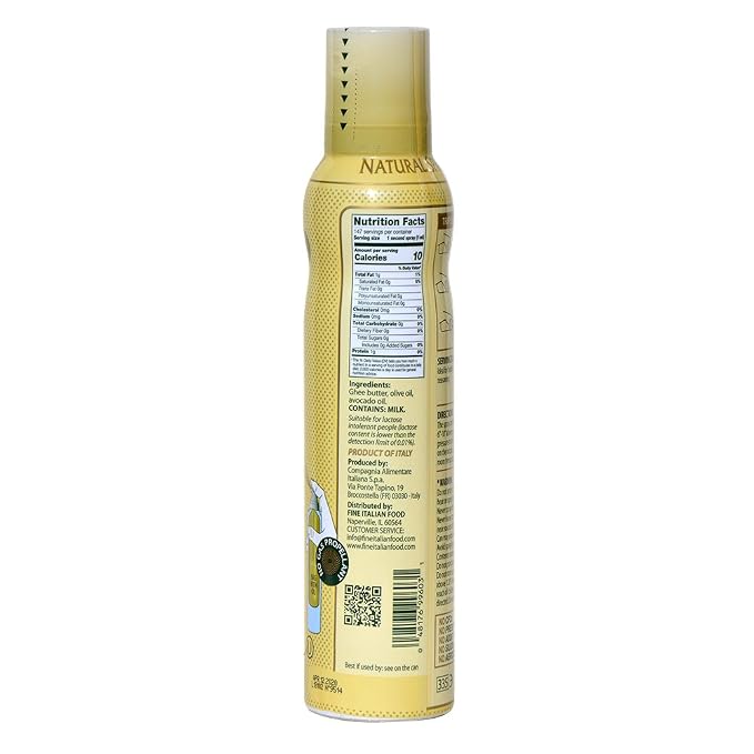 Mantova Ghee Oil, 100% Pure Cooking Oil Spray, Omega-3, perfect for healthy Keto snacks, baking, grilling, or cooking, our oil dispenser bottle lets you spray, drip, or stream with no waste, 5 oz