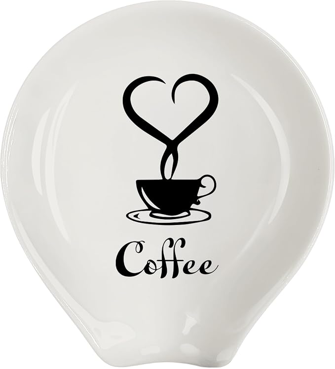 Coffee Spoon Rest, Coffee Bar Accessories & Spoon Holder,Funny Ceramic Spoon Holder for Coffee Lovers Gifts for Friend Wife Husband Sister (White-6)