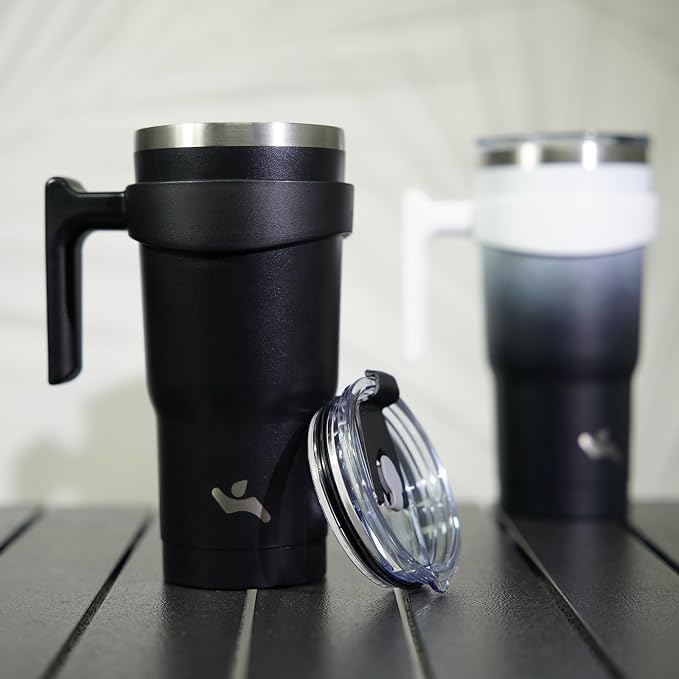 Konokyo 20 oz Tumbler with Handle and Straw, Insulated Travel Mug | Day Night; BPA-free, leak-proof tumbler with 2 lids, 2 straws, cup holder fit for coffee, office, travel & daily use