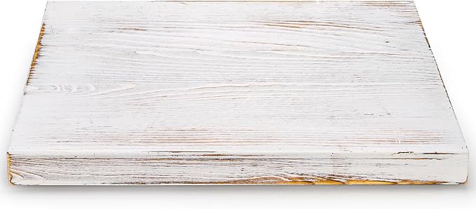 2 Pack Wood Serving Tray, 16.5" Ottoman Wooden Trays for Coffee Table, Farmhouse Vintage Decorative Tray Platter with Cutout Handle for Eating, Breakfast, Rectangle, 16.5" L x 11" W