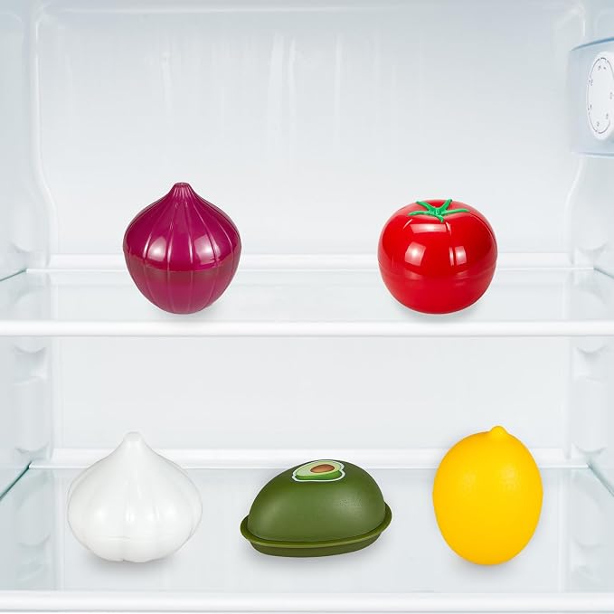 Vegetable and Fruit Storage Containers for Refrigerator, Avocado and Onion Storage, Food Storage Containers with Lids, Pack of 2