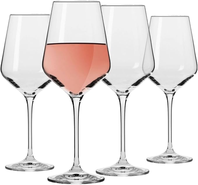 KROSNO White Wine Glasses Set of 4, 13.2 oz, Avant-Garde Collection | Wine Tumbler with Stem, Lead-Free Crystal Glassware, Drinking Glasses, Elegant Cups, Home & Restaurant, Dishwasher Safe
