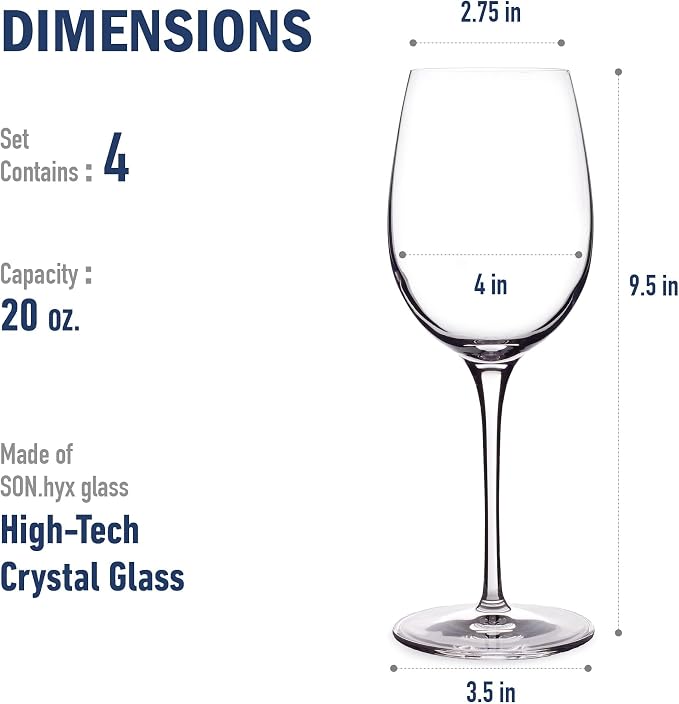 Luigi Bormioli Crescendo Bordeaux Wine Glasses - Clear, Set of 4