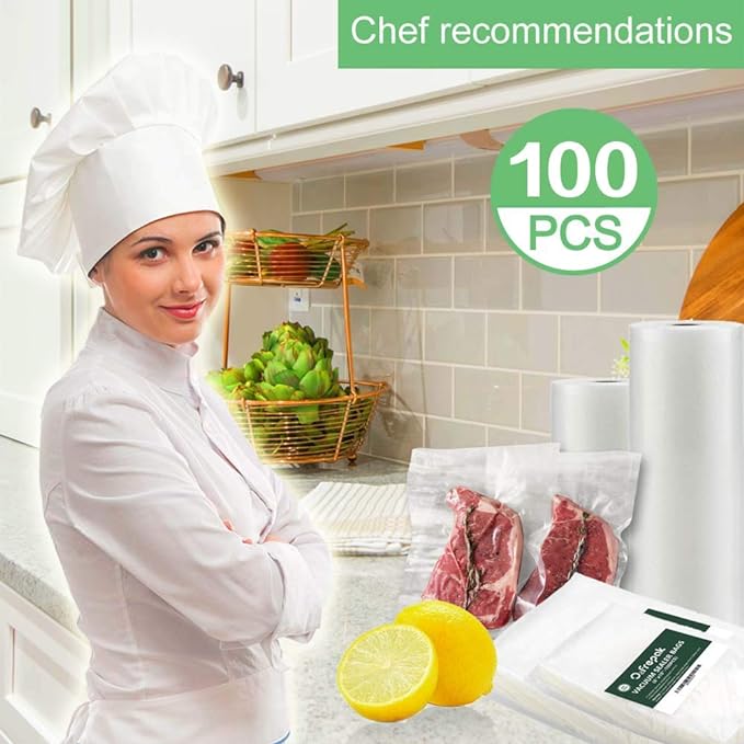 O2frepak 100ct Vacuum Sealer Bags Pint Gallon for Food Storage | 11"x16"(Gallon 50)+6"x10"(Pint 50) BPA Free PreCut Food Grade,Great for Sous Vide Vacuum Sealer