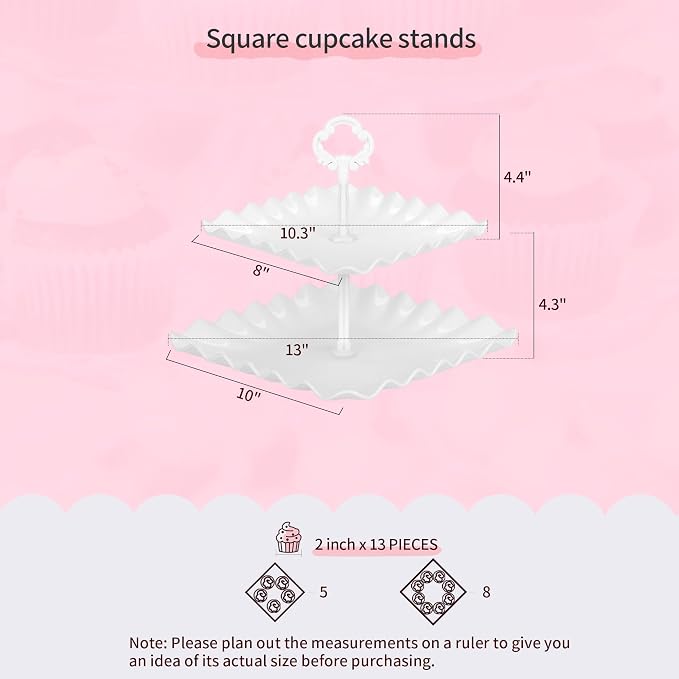 Pack of 11 NWK Cake Stand Set of Cupcake Stand, Tray & Table Cloth (White) | Includes 3 x 2-Tier & 3 x 3-Tier Cupcake Stands, 4 Appetizer Trays, Plus 1 Tablecloth. Ideal for Parties