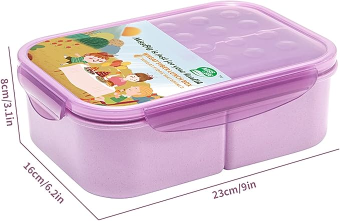 MISS BIG® Large Bento Lunch Box for Adults, 1900ml, 3 Compartments, Purple | Purple 1900ml adult lunch box for office meals, work lunch, meal prep, food storage, picnic, and travel.