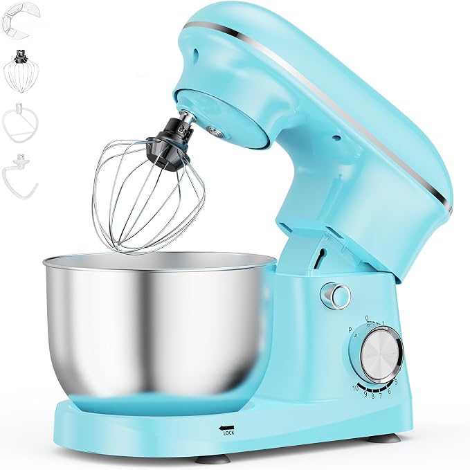 NEWBULIG Stand Mixer 4.2QT, Kitchen Electric Mixers Alternative | 10-Speed Dough Hook, Whisk, Beater & Splash Lid, Multi-Cover for Baking, Cakes and Home Cooking Needs