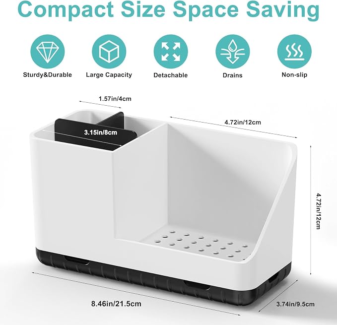 Toothbrush Holders for Bathroom Counter Organizer and Storage (White) | Easy To Clean, Drainage, Non-Slip, Detachable, Kids Electric Toothbrush and Toothpaste Holder for Bathroom