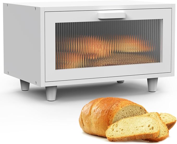 LOHASOK Bread Box for Kitchen Countertop | Wooden,Large, Farmhouse Bread Container Holder Storage, Acrylic translucent window