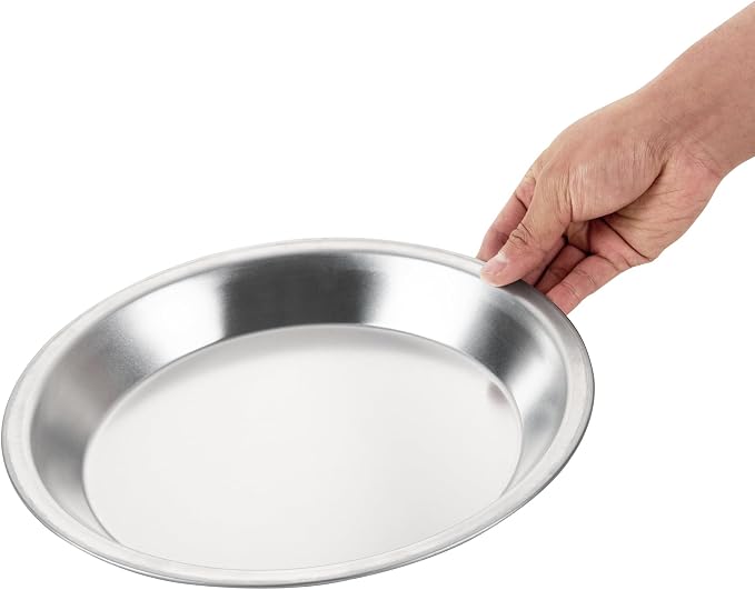Restaurantware Aluminum Pie Pan 12 Count 10 Inch Round 1.25 Inch Deep Oven-Friendly Pie Tin, Lightweight Baking Pan, Silver Plate for Quiche, Fruit Pies, Home And Commercial Kitchens