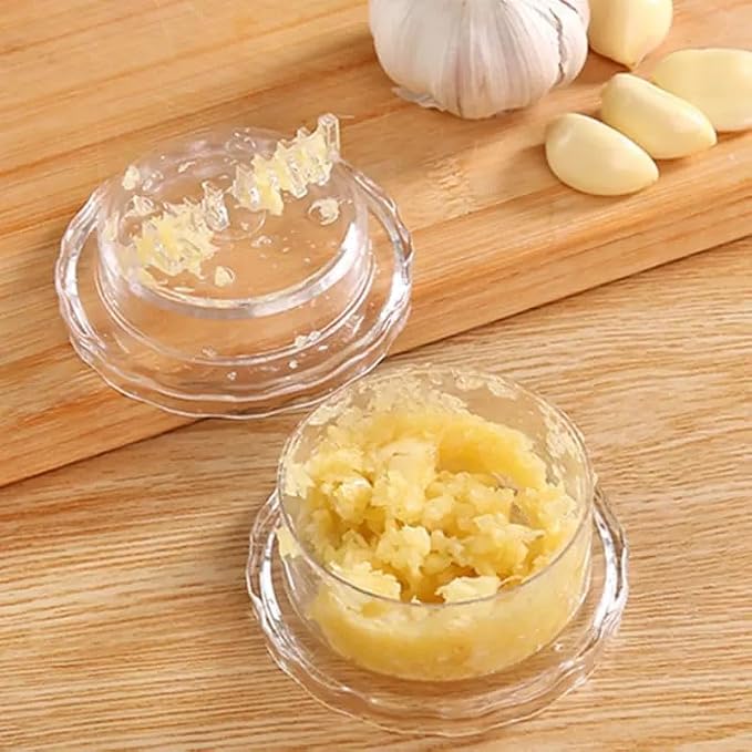 Transparent Manual Garlic Twist, Multi-Functional Mincer & Grinder for Garlic, Onion, Ginger, Herbs, Nuts, Impact Resistant Kitchen Gadget & Home Accessory (2PCS)