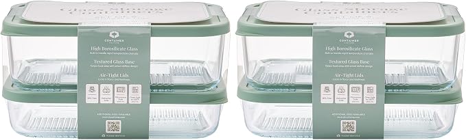 Glass Food Storage Containers with Lids — 12 Piece — 26.5 oz & 40.57 oz Glass with BPA-Free Leakproof Stackable Lids — Microwave, Oven & Dishwasher Safe — Ideal for Meal Prep & More - Soft Sage