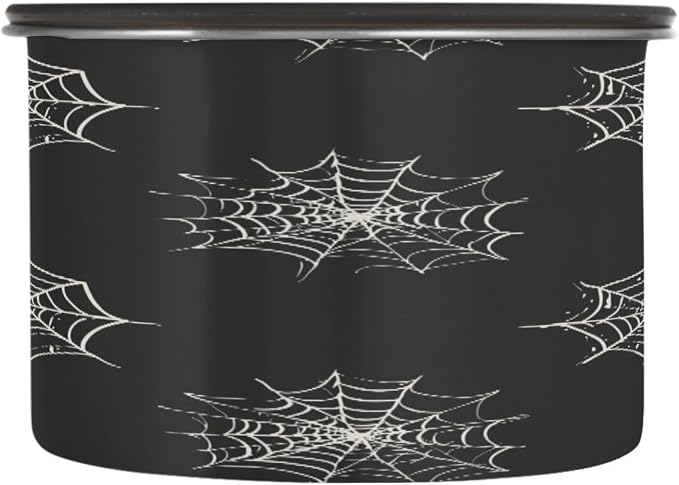 Halloween Spider Web Airtight Food Canister, 17oz Stainless Steel Storage Jar for Coffee Beans Tea Grains Snacks, Kitchen Organizer Decor