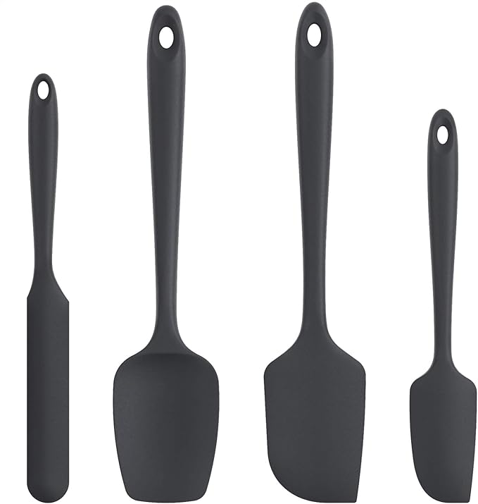 U-Taste Silicone Spatula Set with 600 Degrees Fahrenheit Heat Resistant (Black) | Food Grade Hot-Proof Seamless Rubber Scraper, Kitchen Flexible Silicon Cooking Utensil Set, Diswasher Safe Baking Supplies