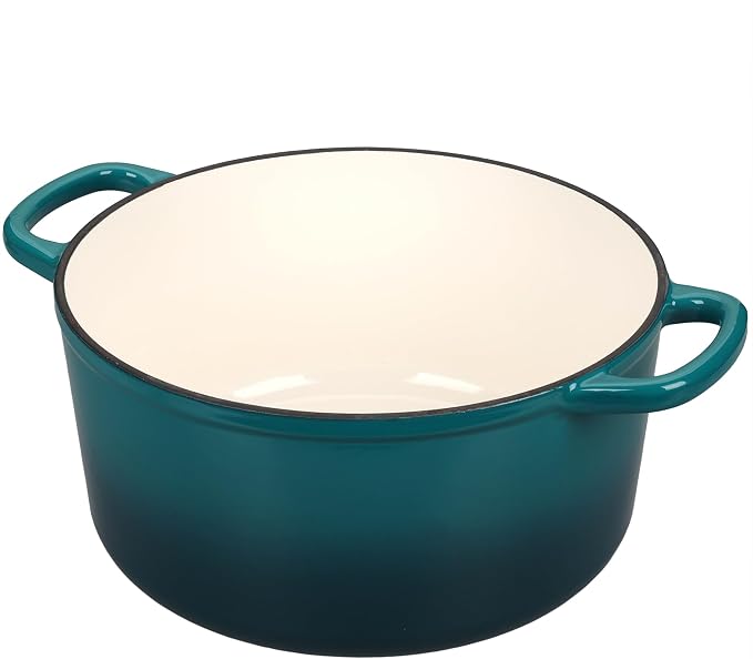 EDGING CASTING Enameled Cast Iron Dutch Oven with Sourdough Bread Baking Kit, Bread Dutch Oven with Lid, Includes Proofing Basket & Baking Tools, 5qt, Darkcyan