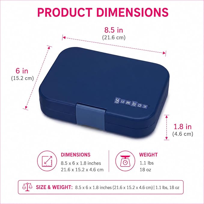 Yumbox Original Leakproof Bento Box - Ninja Blue (Funny Monsters) | Kid-friendly, 5 Compartments + Dip Well, Easy-Open Latch, Lightweight, BPA-Free