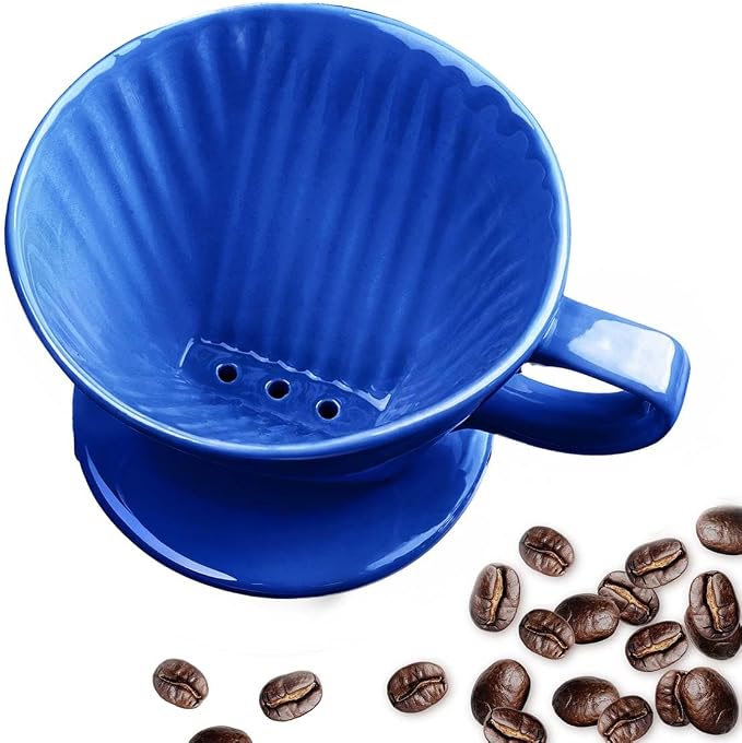 Ceramic Pour Over Coffee Dripper, V-Shaped Coffee Filter Cone | Brews rich, balanced coffee with a 3-hole design for smooth extraction and consistent flavor in every cup.