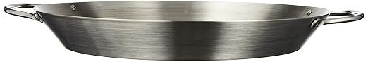 Tablecraft 12" Diameter Stainless Steel Grill Pan with Handles, Silver, Model: BBQ122