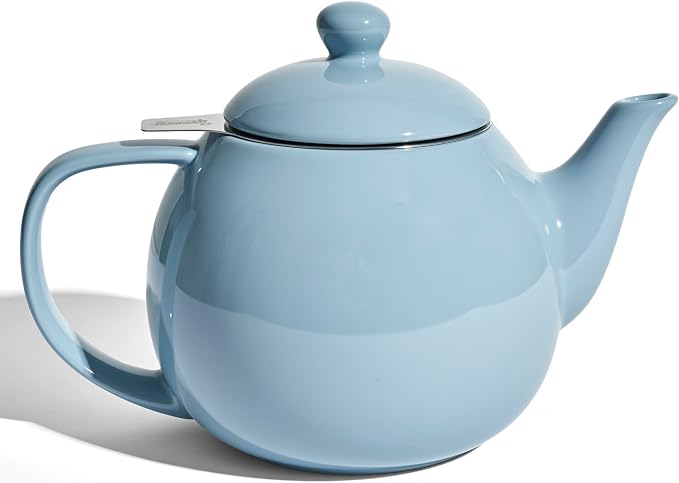 Sweese Porcelain Teapot 27 oz with Infuser for Loose Leaf Tea, Bluish Grey