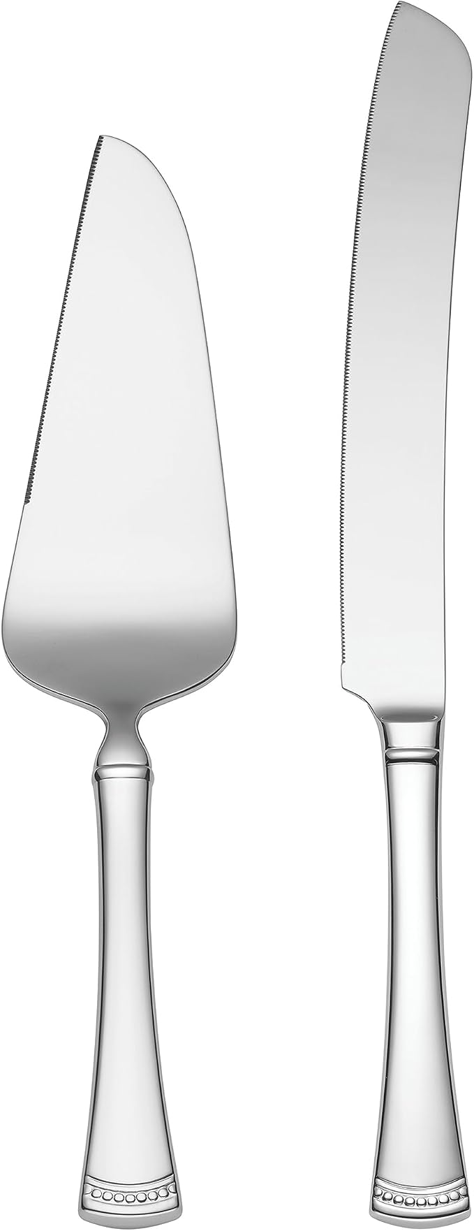 Lenox Portola Silverware Cake Knife & Server Dessert Set, 2-Piece, Flatware | 18/10 stainless steel, mirror finish | dishwasher safe | includes cake server and cake knife, wedding cake cutting set