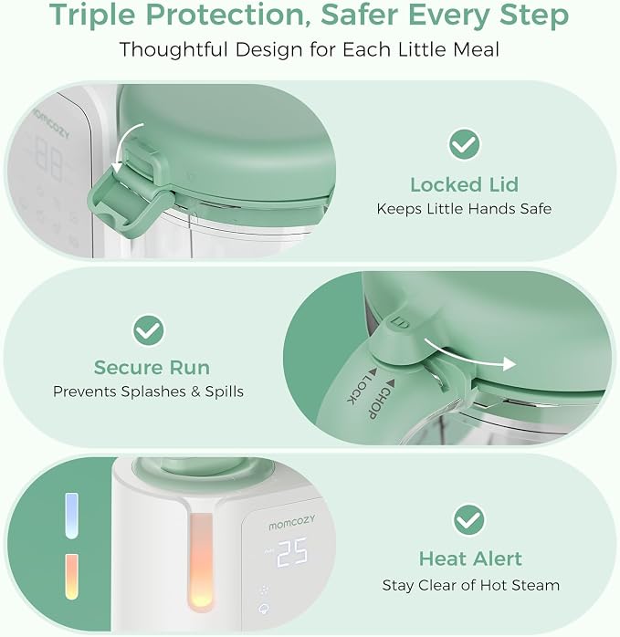 Momcozy AutoMeal Baby Food Maker – One-Step Auto Steam & Blend Food Processor, 15oz Large Cup & 6-Blade Design, Self-Cleaning, Auto 3-Stage Texture Settings for Effortless Homemade Baby Puree | One-Step Auto Steam & Blend Food Processor, 15oz Cup, 6-Bl...