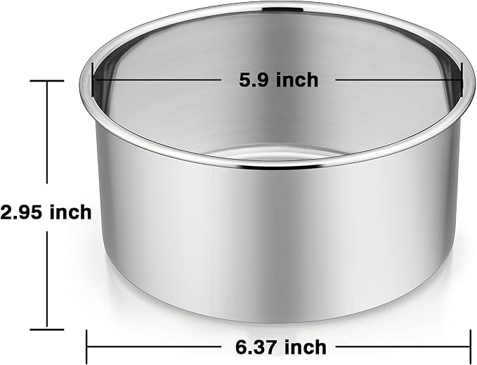 P&P CHEF 6 Inch Cake Pans Set, 1Pc Stainless Steel Round Baking Pan | Round Layer Cake Tins for Birthday Wedding, Non Toxic & Heavy Duty, 3 Inch Deep Side & Mirror Finish, Oven & Dishwasher Safe