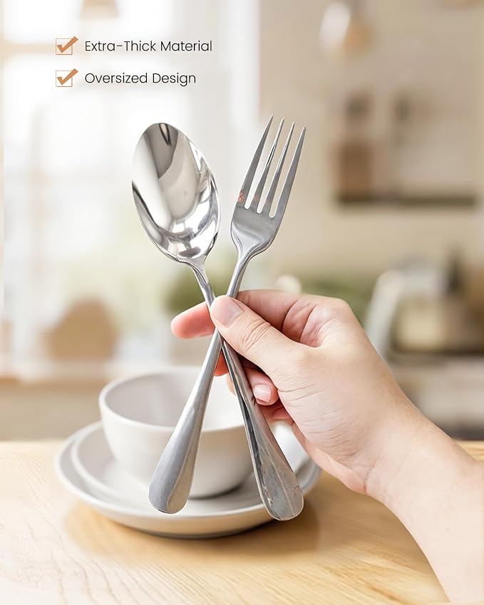 48 Piece Plates and Bowls Sets for 8- Unbreakable Wheat Straw Dinnerware Sets Includes Stainless Steel Forks for Picnic Camping Outdoor Kitchen and Apartment Dinning RV Essentials-White