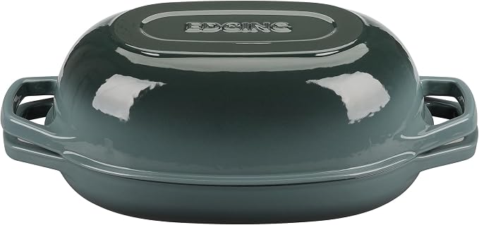 EDGING CASTING Enameled Cast Iron Oval Dutch Oven Pot with Lid, Dutch Oven for Sourdough Bread Baking, Bread Oven, Bread Dutch Oven, Oval Bread Pan, 5qt, Slateblue
