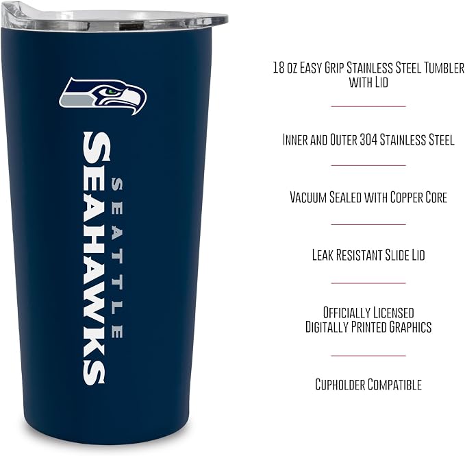 Rico Industries NFL Football Soft Touch, Easy Grip Tumbler