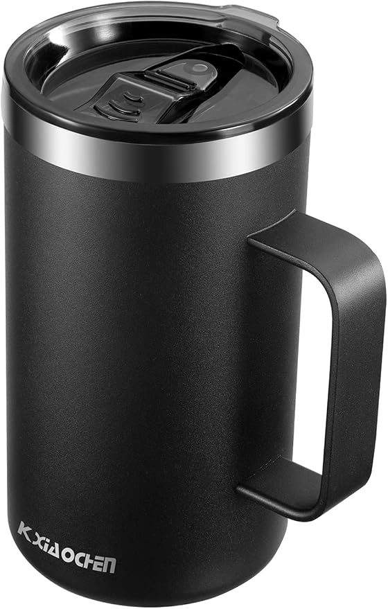 KXIAOCHEN 20 oz Insulated Coffee Mug, Coffee Cup with Lid and Wide Handle | 18/8 stainless steel, 6+ hours hot or 12+ hours cold, wide mouth, no-sweat exterior, for office, work, home and camping