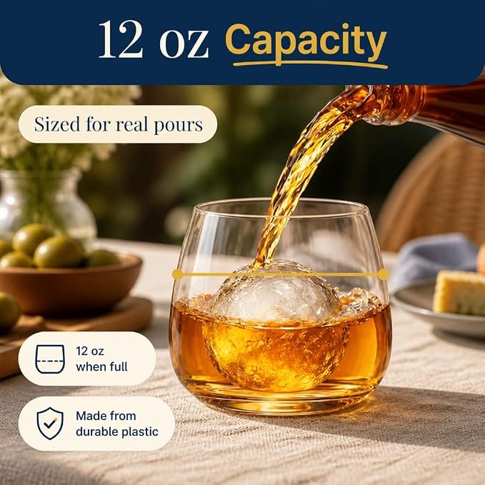 Oojami 40 Pack Disposable Wine Glasses 12 oz Stemless Plastic Cocktail | Shatterproof BPA-Free Reusable Recyclable Cups for Wedding Party Birthday, Whiskey Champagne Mocktail, Unbreakable Clear 12oz