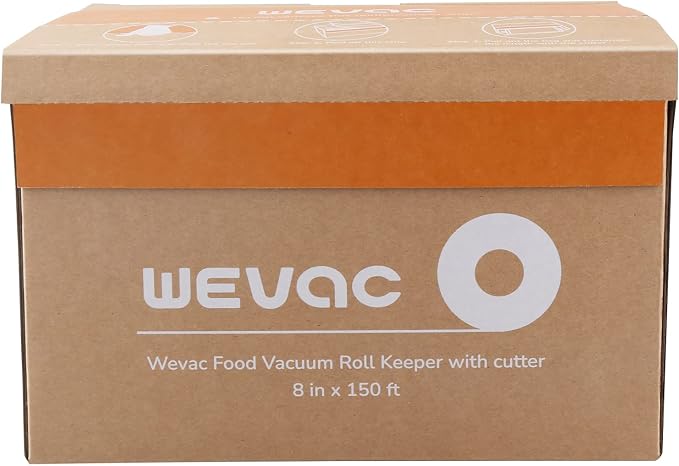 Wevac Vacuum Sealer Bags for Food, 11"x150' Roll, Fits Food Saver Machines | Roll Keeper with Cutter, BPA free, Commercial Grade, Heavy Duty, Freezer Safe, Sous Vide, Storage, Meal Prep, Meat, Fish,Soup