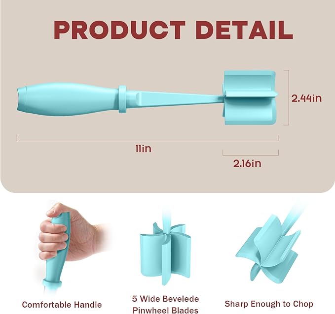 PGYARD Meat Chopper Hamburger Grinder, Kitchen Smasher for Ground Beef | Heat Resistant, 5 Nylon Blade, Burger Grinder Potato Mix Tool, Meat & Poultry Tenderizers, Dishwasher Safe, Aqua