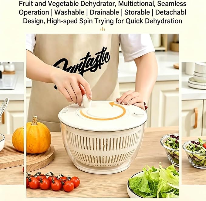 3 In 1 Salad Spinner Slicer Chopper, 2026 Upgraded Small Salad Spinner 5 Blades Slicing And Pureeing Vegetables Wash Bowl Kitchen Gadgets For Efficient Salad Preparation Food Washing (White) | Blue