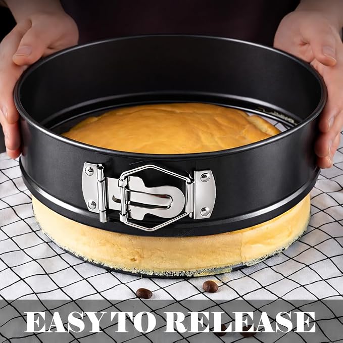 4 Pack Springform Pan Set 4, 7, 9,10 Inch Nonstick Baking Mold Cheesecakes | Nonstick Round Tin Leakproof Removable Bottom Bakeware for Cake Pie Pizza and Quiches Carbon Steel and Non-stick Coating