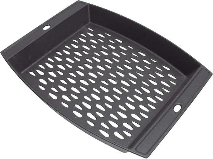 15"x12" Cast Iron Grill Basket for Outdoor Grills, Fish Veggie Grill Pan Tray, BBQ Grilling Pans Tray for Weber, Napoleon, Char-Broil, Royal Gourmet and Most Charcoal Smoker & Gas Grill
