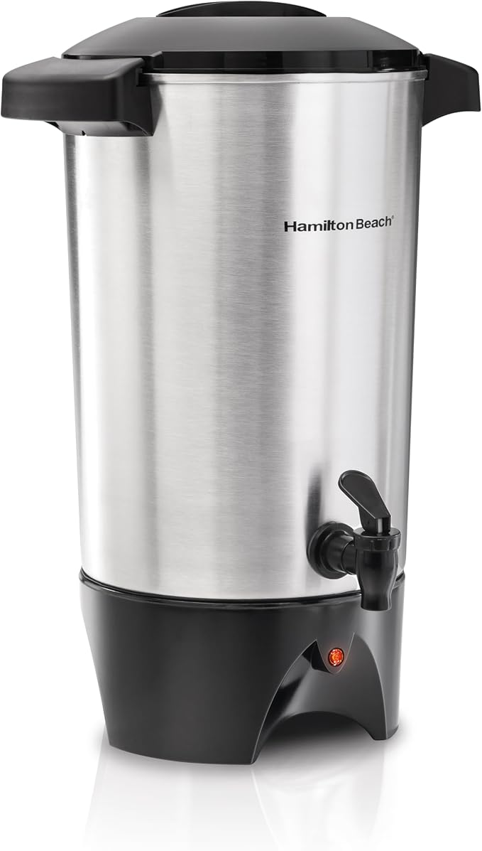 Hamilton Beach 45 Cup Coffee Urn and Hot Beverage Dispenser, Silver | Fast Brewing 1 Minute Per Cup | Makes 15-45 Cups | Two-Way Lever For Manual Or Continuous Pouring | Silver | 40515G
